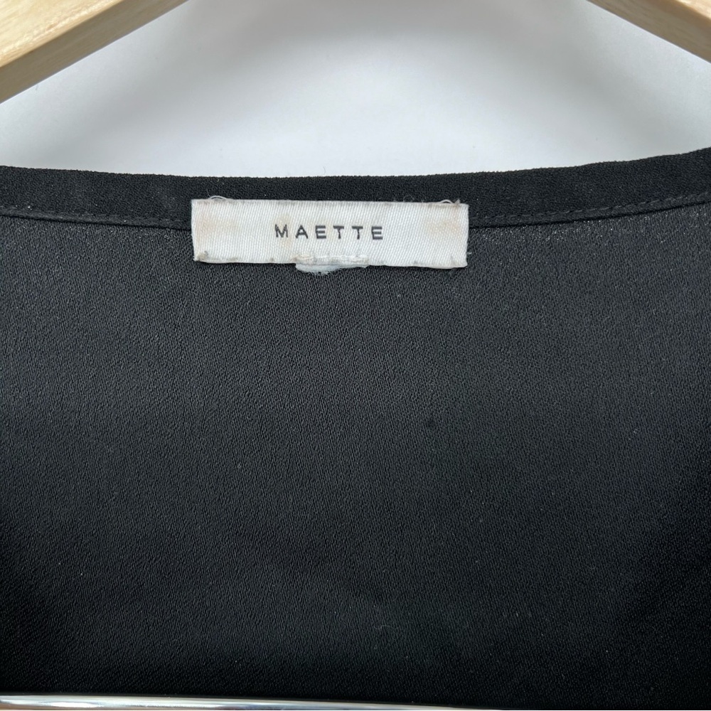 Maette Womens Tunic Top‎ Black 3/4 Sleeve V Neck Lace Pullover Blouse L - Picture 6 of 13
